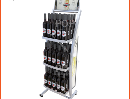 Floor metal wine rack liquor display holder with video